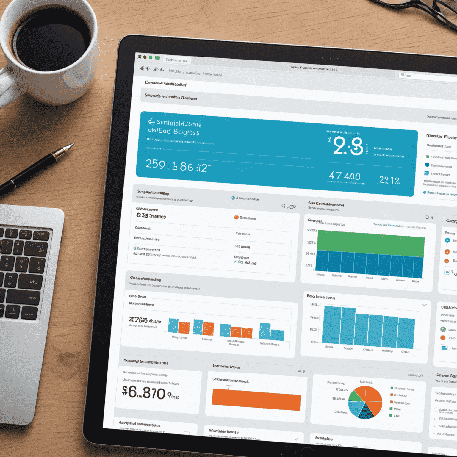 Email marketing campaign dashboard showing open rates, click-through rates, and conversion metrics